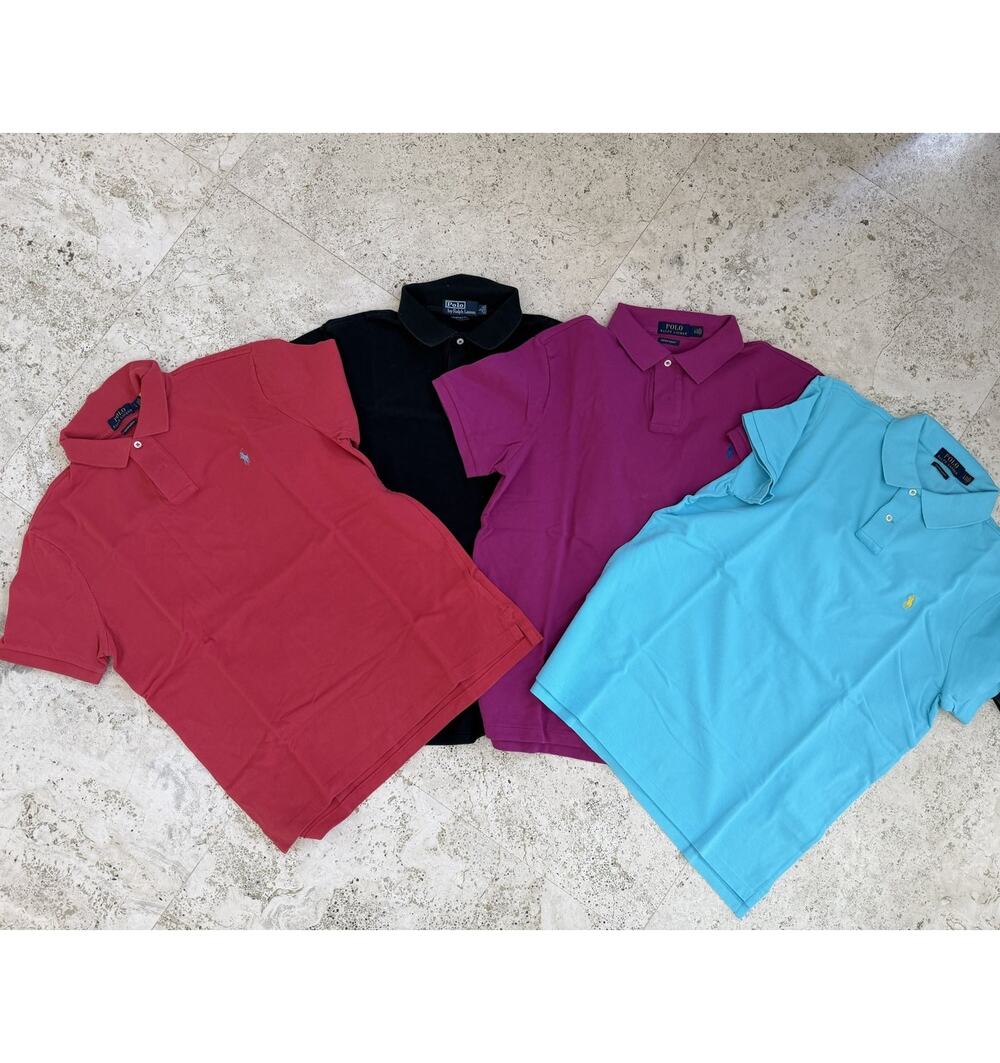 Lot of 4 Polo Ralph Lauren Custom Fit Polo Shirts Size L